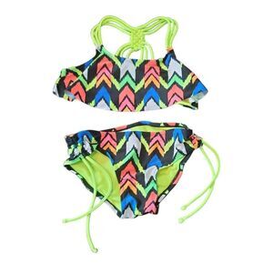 JUSTICE Girls Neon Graphic Bikini Swimsuit Size 8